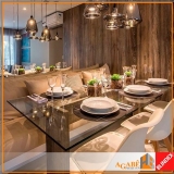 tampo de vidro para mesa retangular Chácara Flora